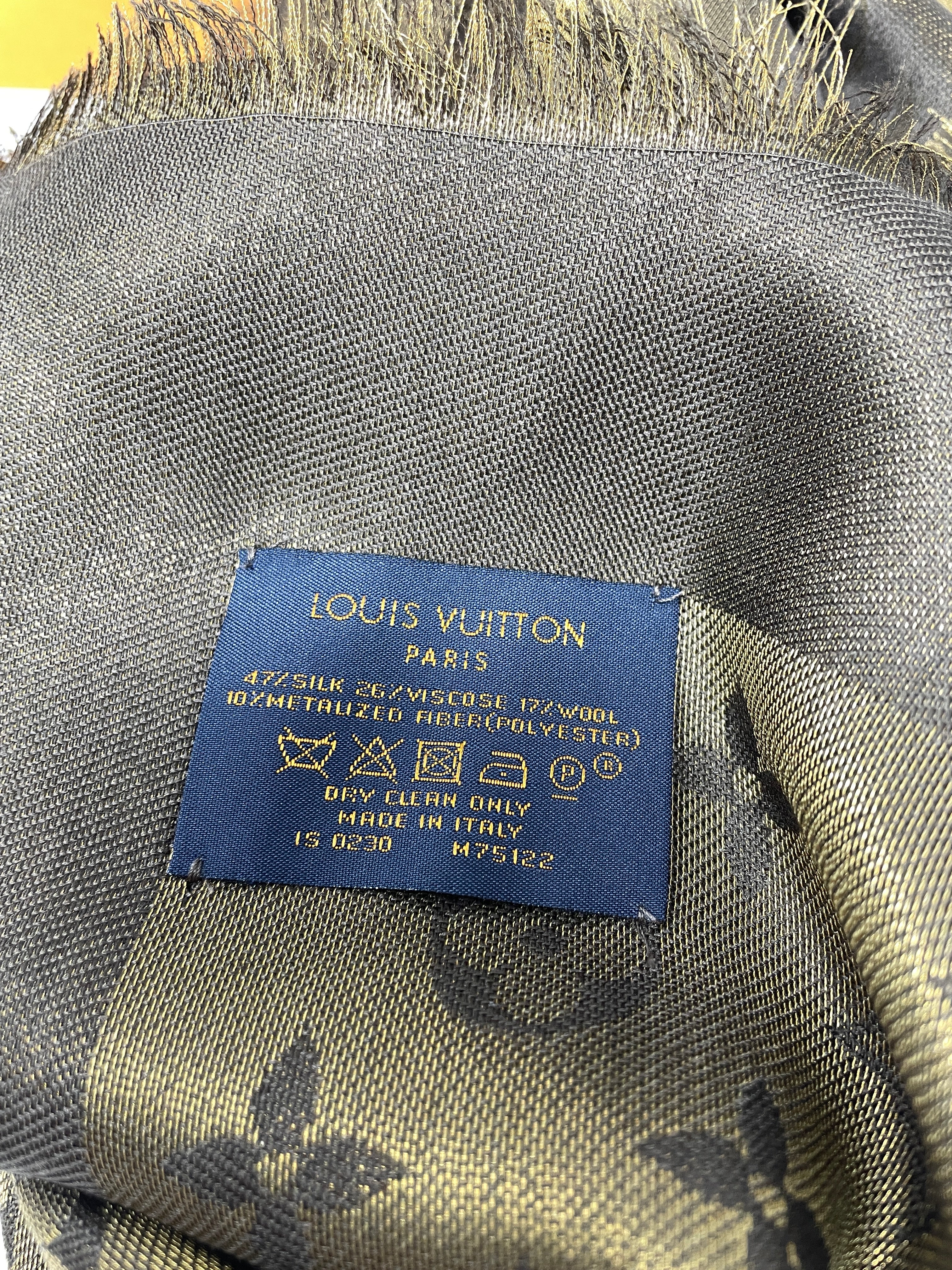 Scialle Louis Vuitton Shine in blu Blue Silver Polyester Wool